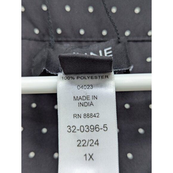 June + Vie Floral Reversible Kimono Duster Size 1X 22/24 Polka Dot Satin Black - Picture 12 of 12